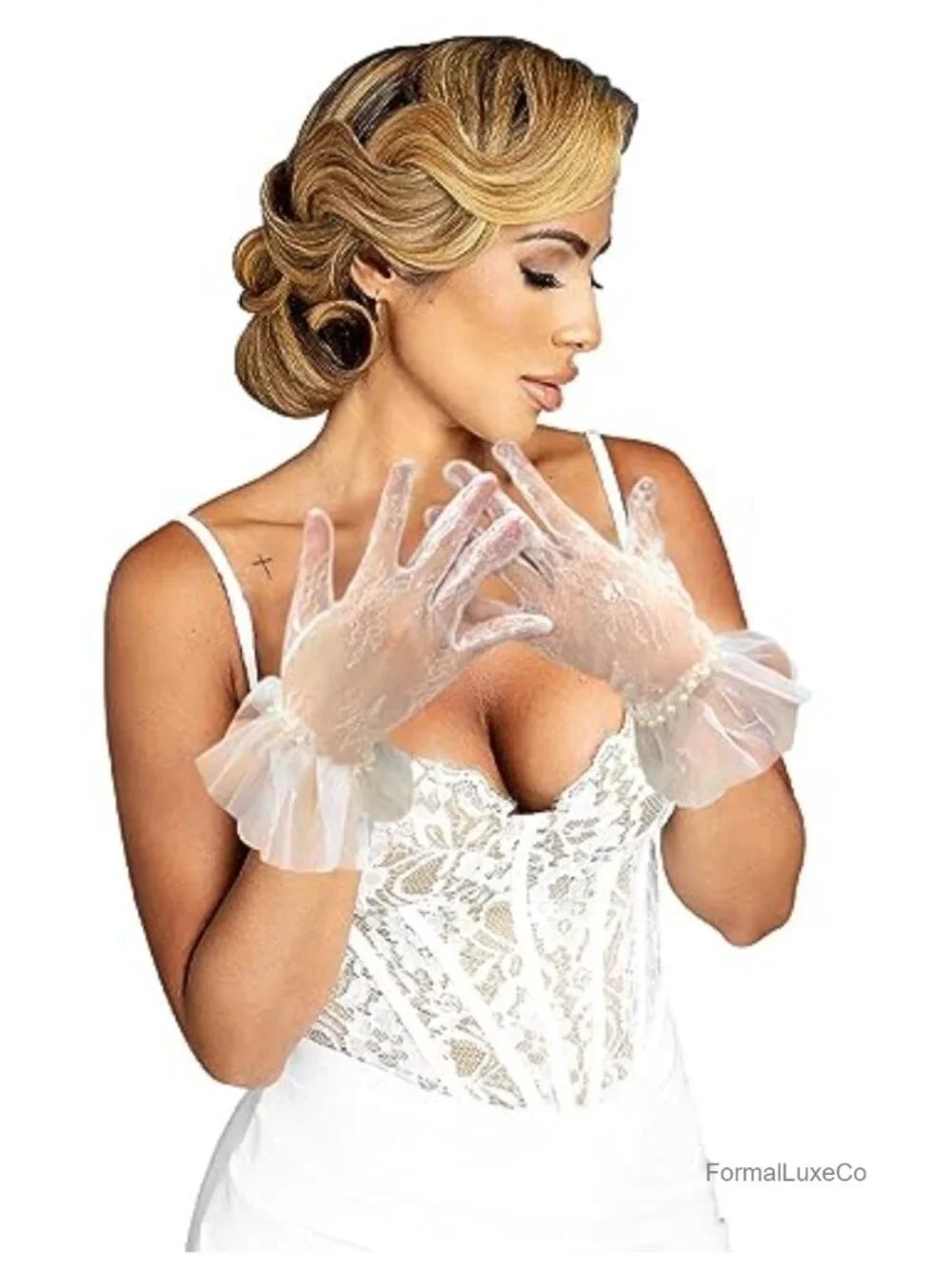 Short Lace Gloves Tea Party Costume Gloves for Wedding